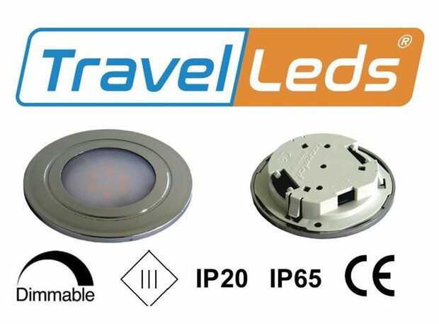 Travelleds inb spot Ch 80mm 6+6 Leds 3K+6K schroef