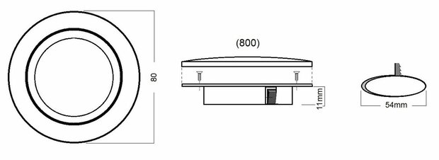 Travelleds inb spot Ch 80mm 6+6 Leds 3K+6K schroef