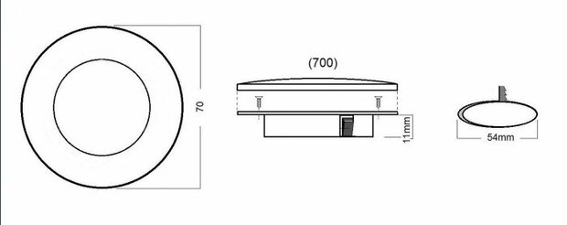 TravelLeds inb spot zwart 70mm 6+6 Leds 3K+6K schroef