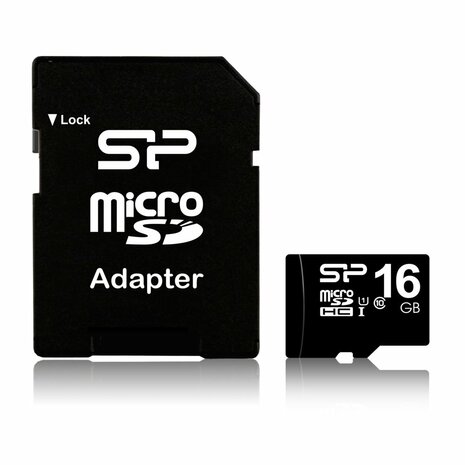 Silicon Power Elite | MicroSDHC | 16GB | Class 10 | UHS-I U1 | Inclusief SD-adapter | Zwart