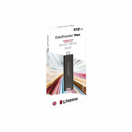 Kingston DataTraveler Max | 512GB USB-C 3.2 Flash Drive | Zwart
