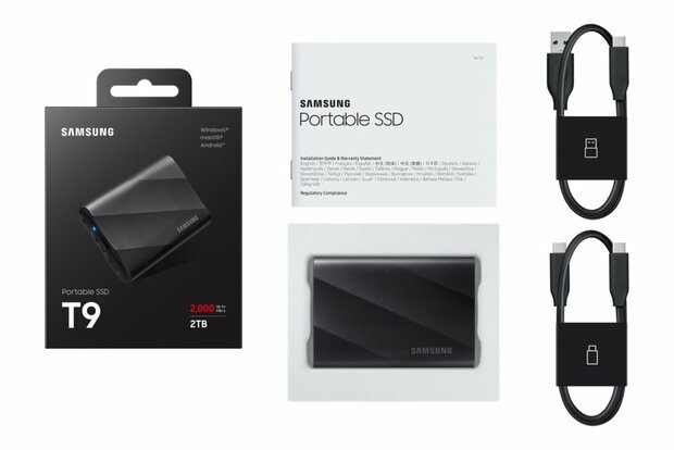 Samsung T9 | Externe SSD | 2TB | USB 3.2 Gen 2x2 | 2.000MB/s | Zwart | Compact & Snel