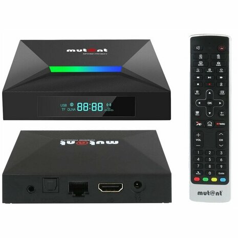  Mutant Inferno ProMax 8K UHD Android 9.0 IP-Receiver (Dual-WiFi, USB 3.0, HDMI, MicroSD, Zwart)