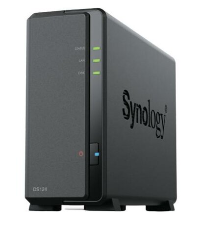Synology DiskStation DS124 NAS | 1 Drive Bay | 1x Gigabit Ethernet | Zwart