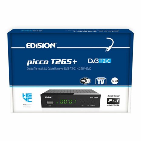 Edision Picco Pro T265 LED DVB-T2/C H.265 FTA Ziggo/KPN