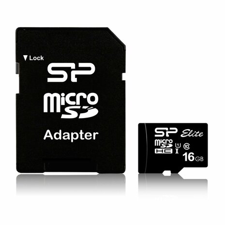 Silicon Power Elite | MicroSDHC | 16GB | Class 10 | UHS-I U1 | Tot 85MB/s | Inclusief SD-adapter | Zwart