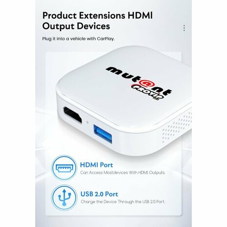 Mutant Provip Box &ndash; Draadloze CarPlay- en Android Auto-adapter met HDMI voor entertainment in de auto