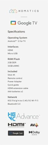 Homatics Google TV Stick 4K UHD &ndash; Chromecast 