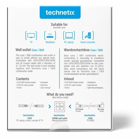 Technetix CL50-COMBI-SHOP TV + RJ45 WCD Einddoos