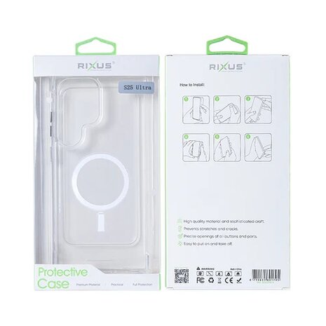 Samsung Galaxy S25 Ultra S938B Rixus Anti-Burst Case With MagSafe Transparent