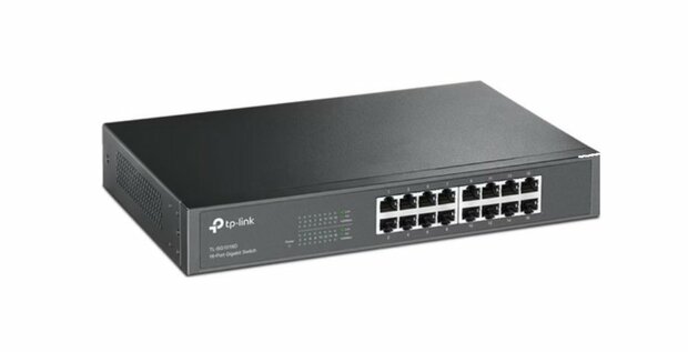TP-Link TL-SF1016 | 16-poorts Fast Ethernet Switch (10/100 Mbps) | Unmanaged | 1U Rackmount | Zwart