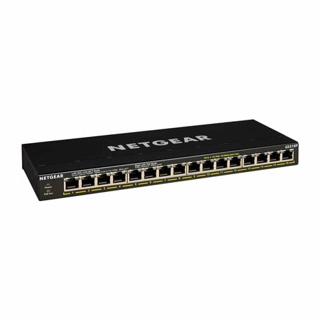 NETGEAR GS316EP-100PES | Managed Switch | 16x Gigabit Ethernet | PoE+ | Zwart