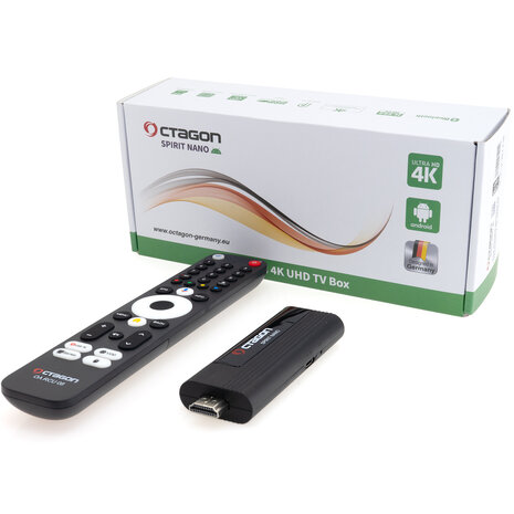 OCTAGON SPIRIT NANO 4K UHD HDR10+ ANDROID TV Stick OTT MEDIA STREAMING 5G WLAN BT RCU