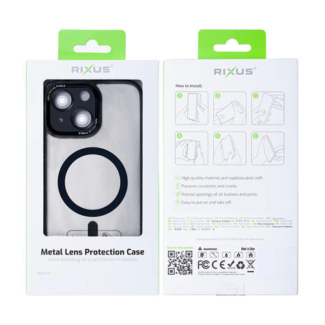 Rixus Metal Lens Protection Case Iphone 15 black/smoked