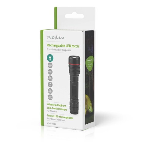LED-Zaklamp  Batterij Gevoed 3.7 V DC 10 W N/A Incl. batterij(en) Oplaadbaar  Nominale lichtstroom: 1000 lm Lichtbereik: 200 m  Stralingshoek: 10 &deg;