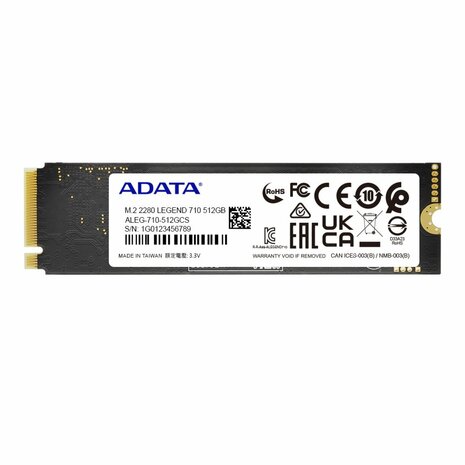 ADATA Legend 710 | 512GB NVMe SSD | M.2 Gen3 | 2400 MB/s Lezen | 1600 MB/s Schrijven