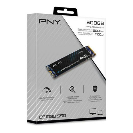 PNY CS1030 | 500GB NVMe SSD | M.2 Gen3 | 2.000MB/s Lezen | 1.100MB/s Schrijven