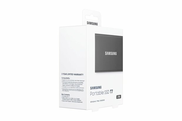 Samsung T7 | Externe SSD | 2TB | USB 3.2 Gen 2 | 1.050MB/s | Grijs | Compact & Snel
