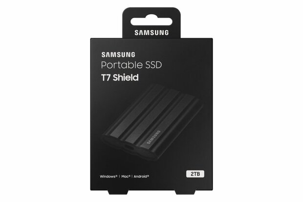 Samsung T7 Shield | Externe SSD | 2TB | USB 3.2 Gen2 | 1.050MB/s Lezen | 1.000MB/s Schrijven | Zwart