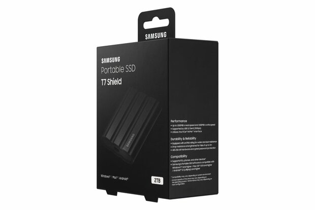 Samsung T7 Shield | Externe SSD | 2TB | USB 3.2 Gen2 | 1.050MB/s Lezen | 1.000MB/s Schrijven | Zwart