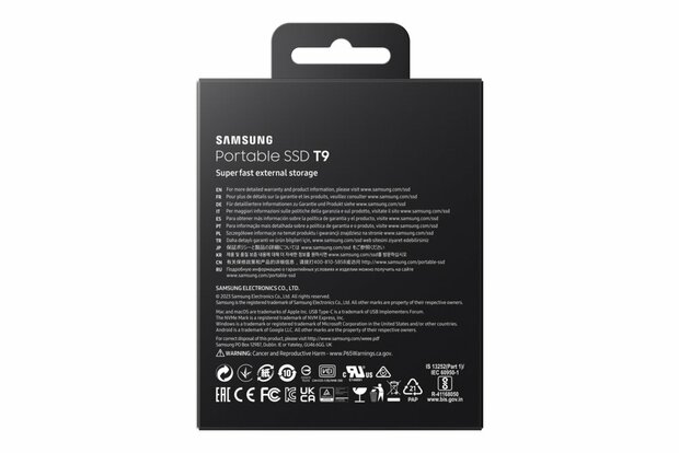 Samsung T9 | Externe SSD | 1TB | USB 3.2 Gen 2x2 | 2.000MB/s | Zwart | Compact & Snel