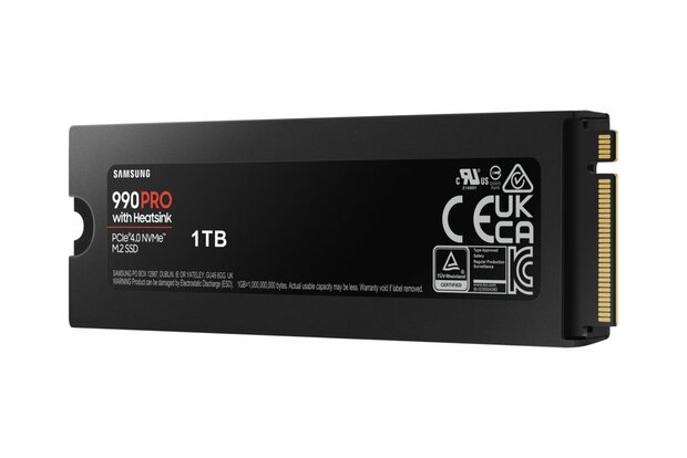 Samsung 990 PRO | 1TB NVMe SSD | M.2 | Gen4 | 7.450MB/s Lezen | 6.900MB/s Schrijven | Heatsink