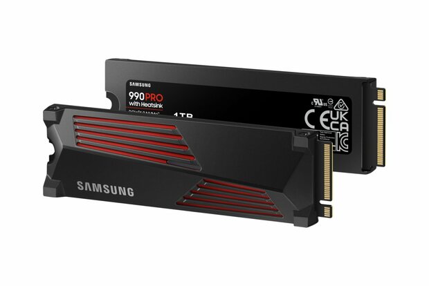 Samsung 990 PRO | 1TB NVMe SSD | M.2 | Gen4 | 7.450MB/s Lezen | 6.900MB/s Schrijven | Heatsink