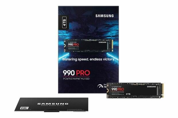 Samsung 990 PRO | 4TB NVMe SSD | M.2 Gen4 | 7.450 MB/s Lezen | 6.900 MB/s Schrijven