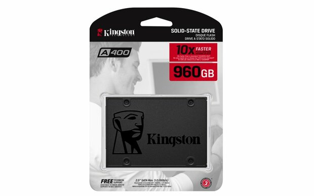 Kingston A400 | 960GB SATA SSD | 2.5'' | 500MB/s Lezen | 450MB/s Schrijven