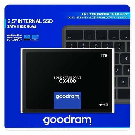 Goodram CX400 | 1TB SATA SSD | 2.5'' | 550MB/s Lezen | 500MB/s Schrijven