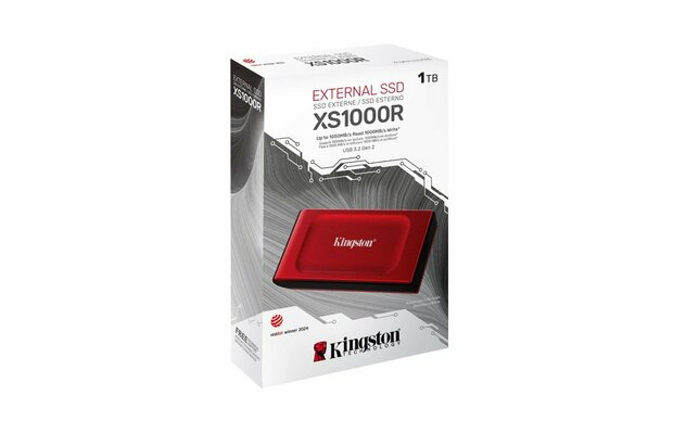 Kingston Technology XS1000 Red | 1TB | External Portable SSD | USB 3.2 Gen 2