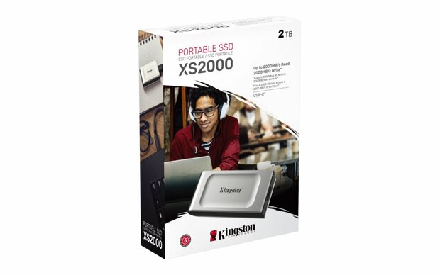 Kingston XS2000 | Externe SSD | 2000GB | USB 3.2 Gen 2x2 | Compact & Snel | Zilver/Zwart