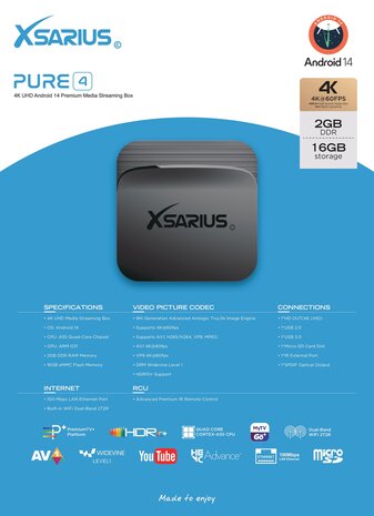 Xsarius Pure 4 Streaming Box 4K UHD