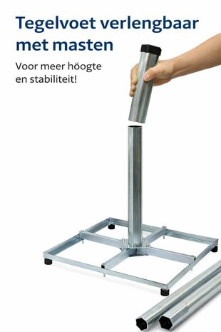 ASAT Tegelvoet / Balkon standaard 4 x 30x30 cm Demontabel met buis lengte 75 cm (verlengbaar)