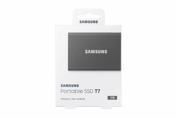 Samsung T7 | Externe SSD | 1TB | USB 3.2 Gen2 | 1.050MB/s read | 1.000MB/s write | Grijs