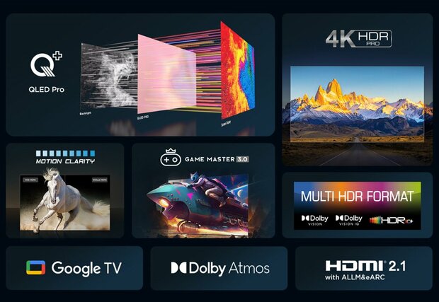 TCL 43C655 | 43'' Ultra HD 4K | QLED Smart TV | Wifi | Google TV | Local Dimming | Dolby Vision | 60Hz