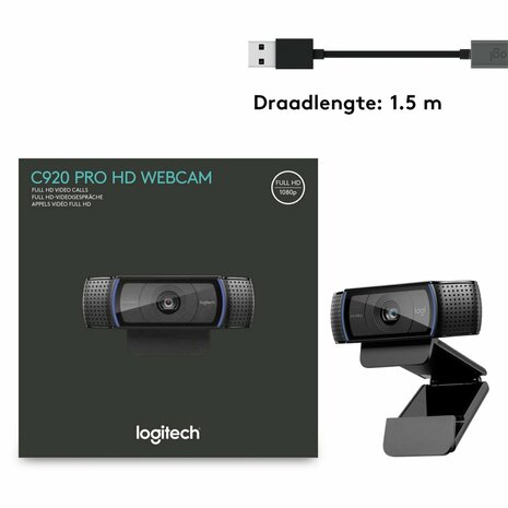 Logitech C920 HD | 1080p 30FPS USB Webcam | Met Microfoon