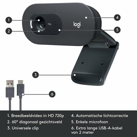 Logitech C505 HD | 720p 30FPS USB Webcam met Microfoon