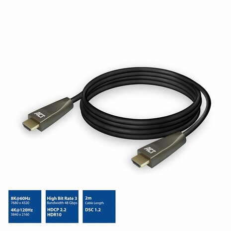 ACT AC3909 | 2 m HDMI Kabel | HDMI Type A naar Type A | Zwart