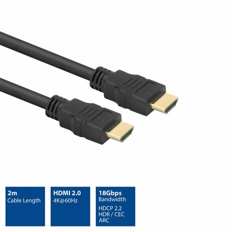 ACT AK3917 HDMI Kabel | 1,5 m | High Speed v2.0 | HDMI Type A naar Type A | Zwart