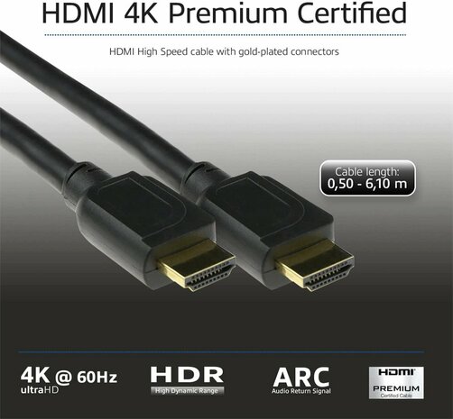 ACT AK3946 HDMI Kabel | 5 m | HDMI Type A naar Type A | Zwart