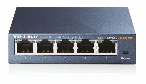 TP-Link TL-SG105 | Unmanaged Switch | 5 Poorten | Gigabit Ethernet (10/100/1000 Mbps) | Zwart