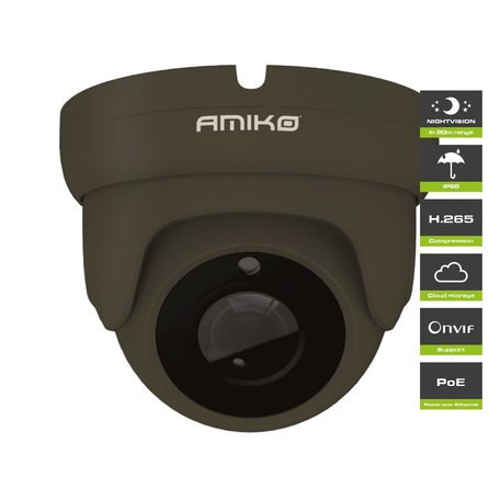  Amiko D20M500B Dark Grey POE Full HD 1080P 5MP Dome Camera