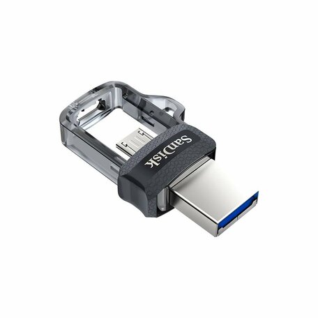SanDisk Ultra Dual m3.0 | 128GB USB Flash Drive | USB Type-A / Micro-USB 3.2 Gen 1 (3.1 Gen 1) | Zwart, Zilver, Transparant