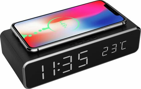 Gembird Digital Alarm Clock  with wireless charging