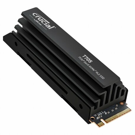 Crucial T705 | 2 TB NVMe SSD | M.2 Gen5 | tot 14.500 MB/s Lezen | tot 12.700 MB/s Schrijven | Heatsink