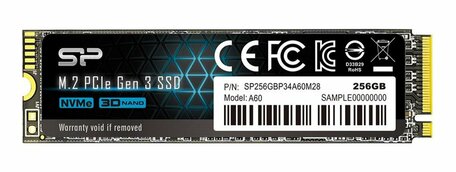 Silicon Power A60 | 256GB NVMe SSD | M.2 Gen3 | 2.200 MB/s Lezen | 1.600 MB/s Schrijven