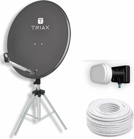 ASAT TravelSat TS65A Recreatieset Duo Single LNB + 10m coax en Afschermhoes + Statief