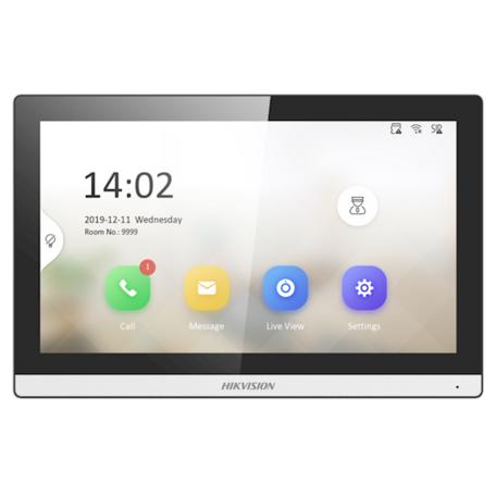 Hikvision DS-KH6350-WTE1, IP Binnenpost Zwart/Zilver, 7-inch