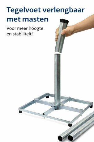 ASAT Tegelvoet / Balkon standaard 4 x 30x30 cm Demontabel met buis lengte 75 cm (verlengbaar)